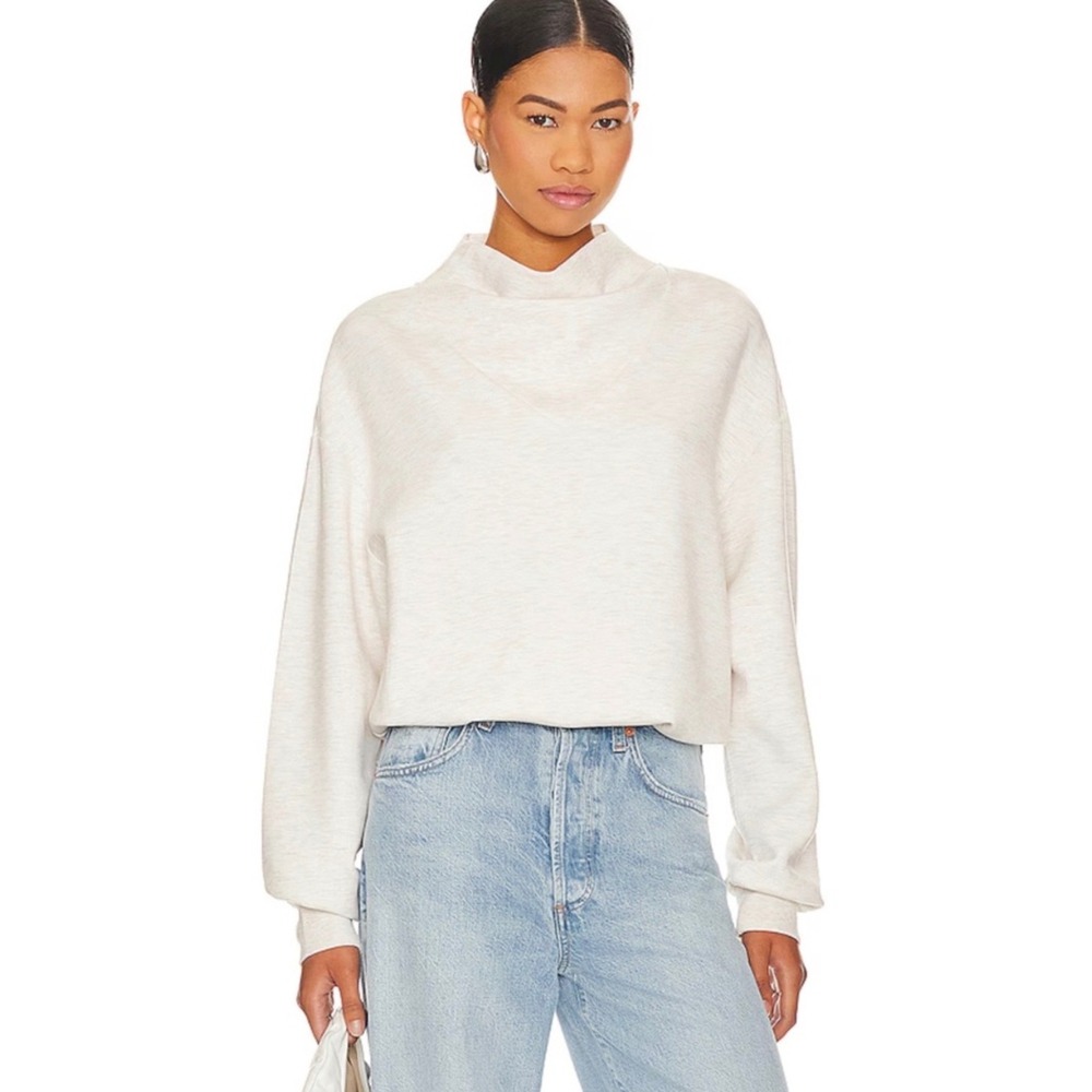 Varley Betsy Sweat DoubleSoft Cowl Neck Sweatshirt Ivory Marl Small VAR00979